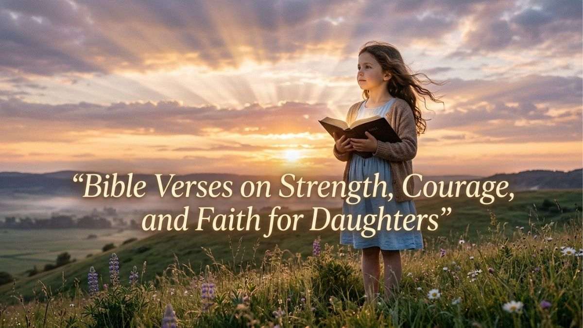 Girl holding Bible at sunset hill
