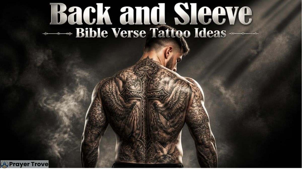 Back and sleeve Bible verse tattoo ideas
