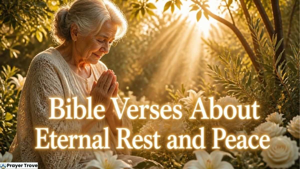 Elderly Woman Praying in Sunlit Garden
