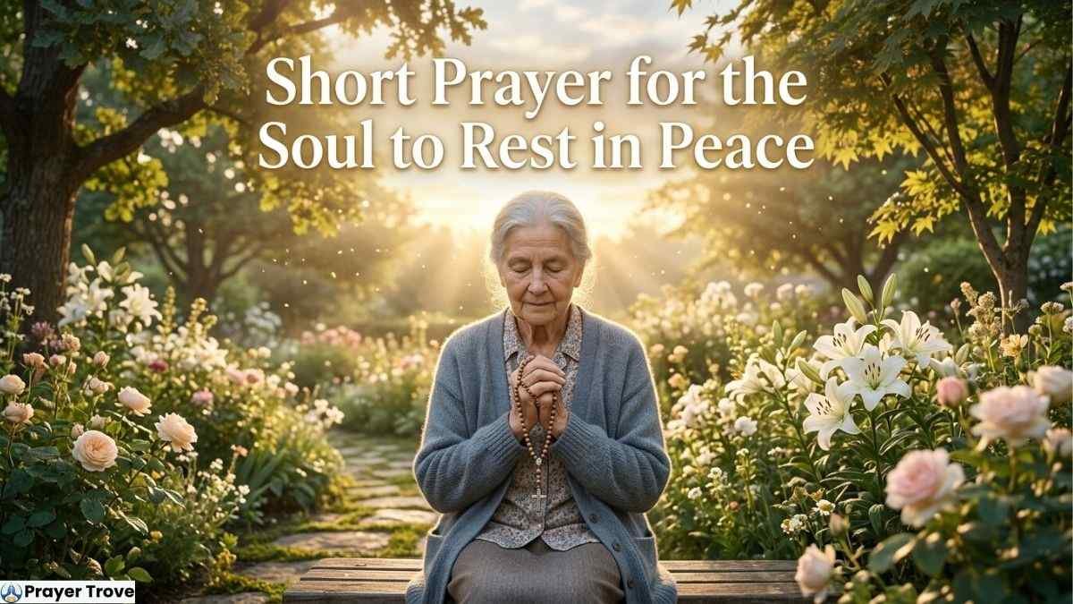 Elderly Woman Praying in Peaceful Garden