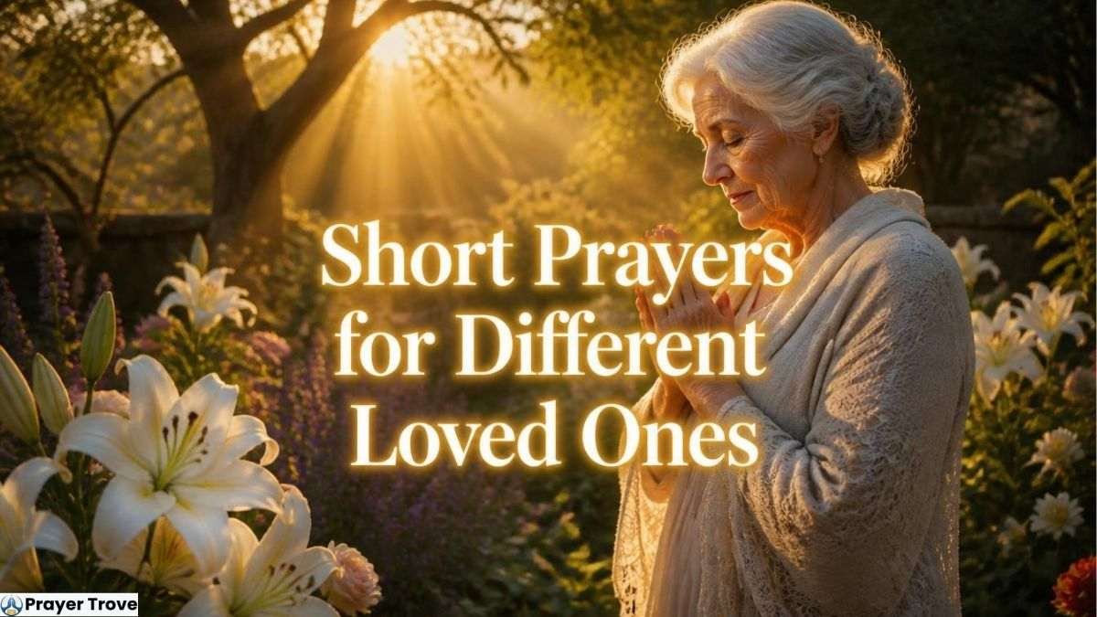 Elderly Woman Praying Among Lilies