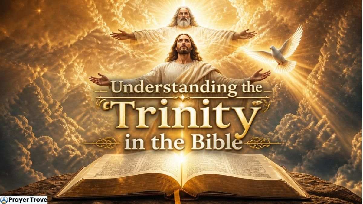 Holy Trinity Above Open Bible Scene