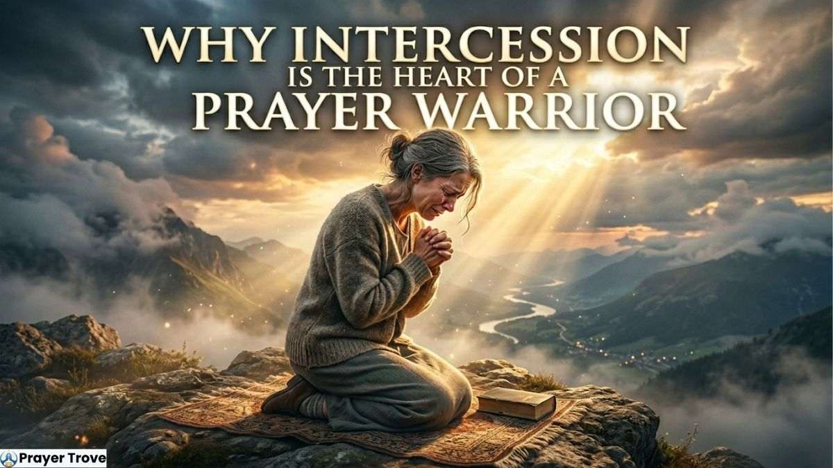 Woman Praying on Mountain Cliff