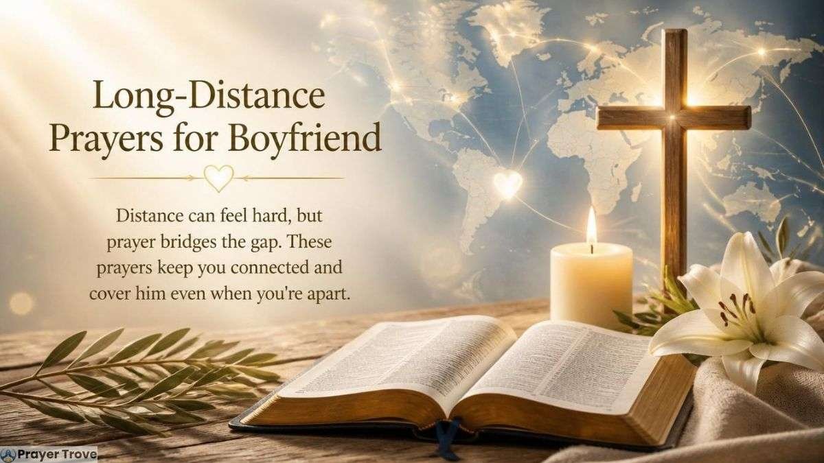 Long-distance prayer Bible and cross scene