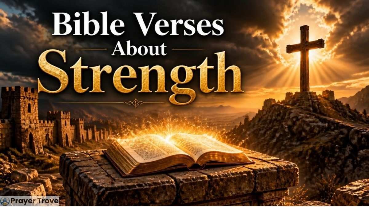 Open Bible with cross at sunrise symbolizing strength