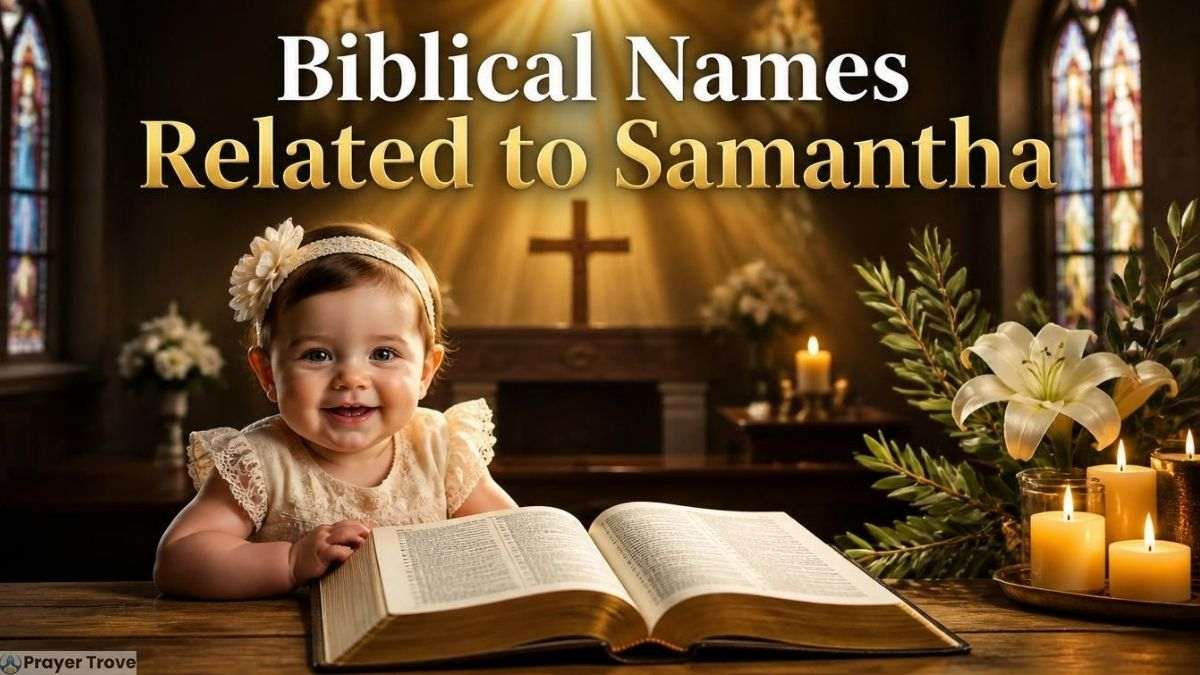 Biblical names related to Samantha with open Bible
