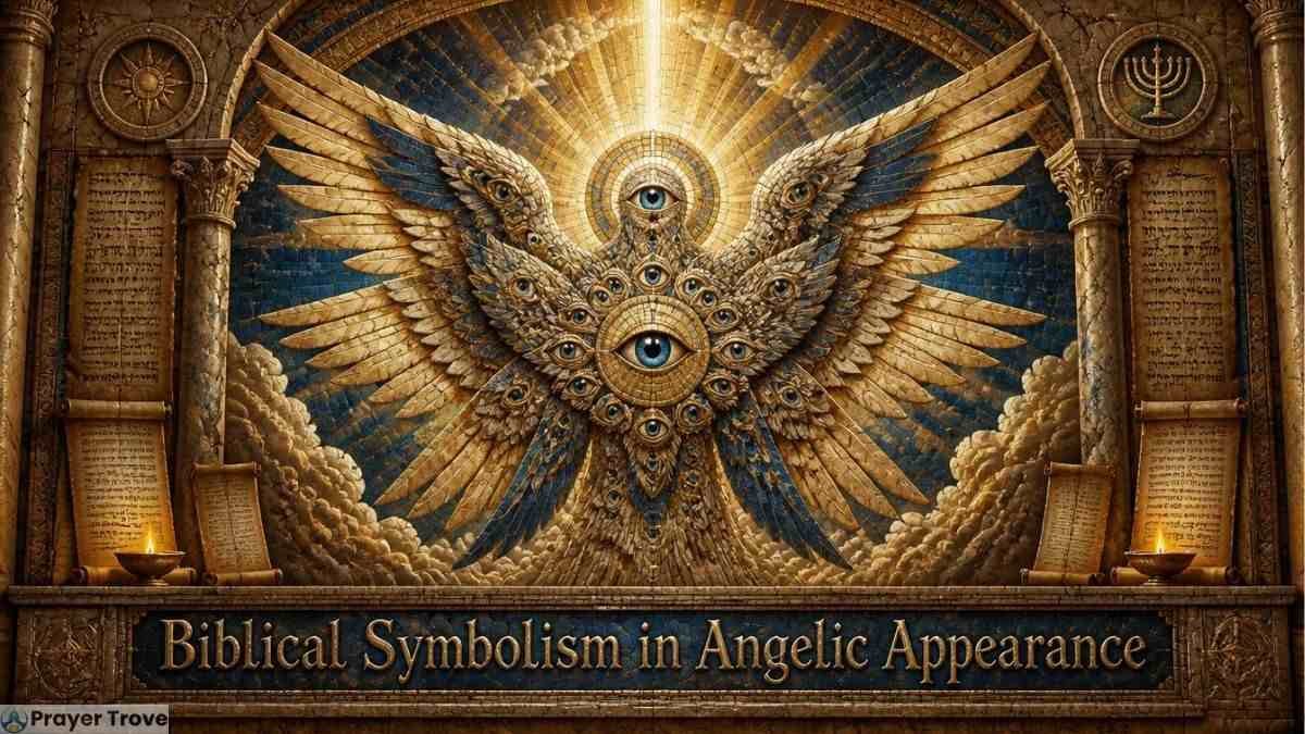Biblical angel with many eyes and wings