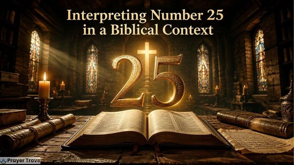 Interpreting number 25 in a biblical context with Bible and cross