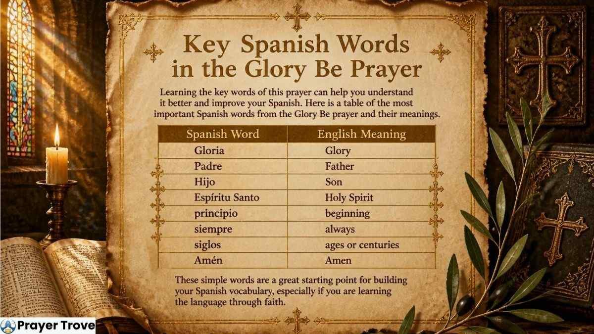 Key Spanish Words in the Glory Be Prayer