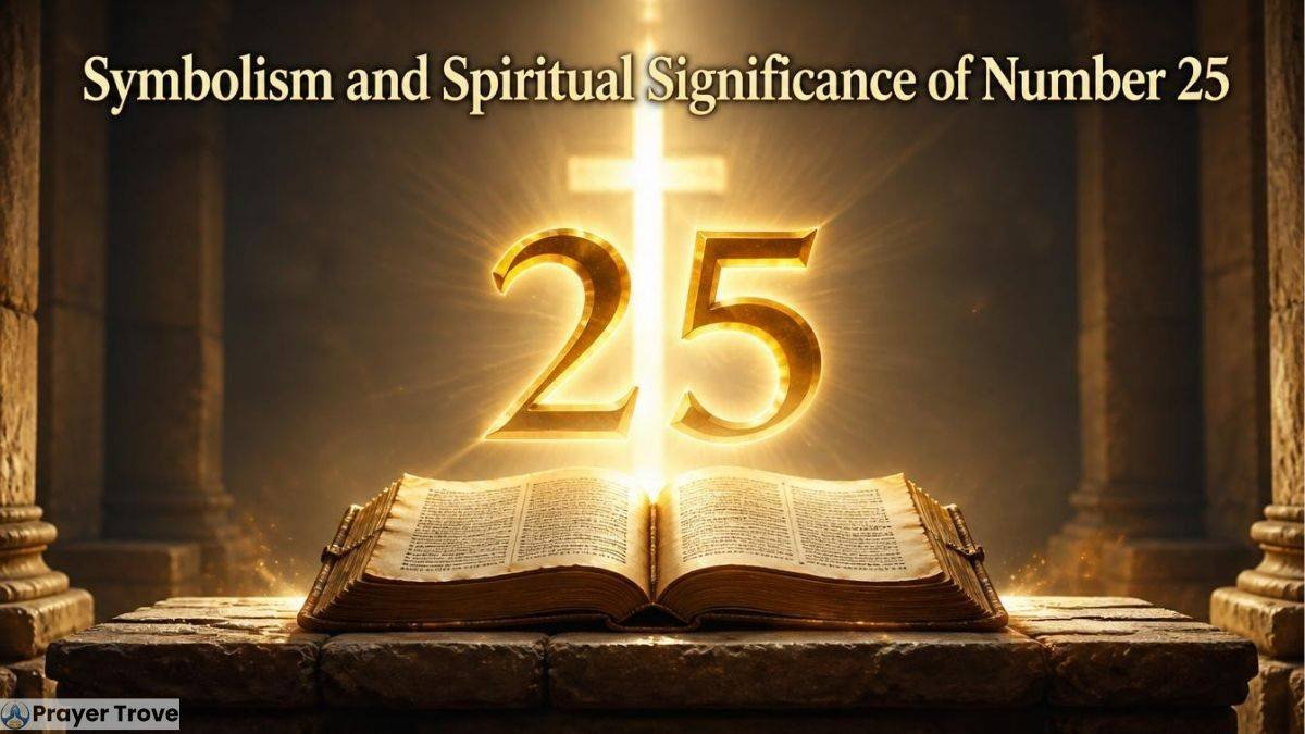 Symbolism and spiritual significance of number 25 with Bible and cross