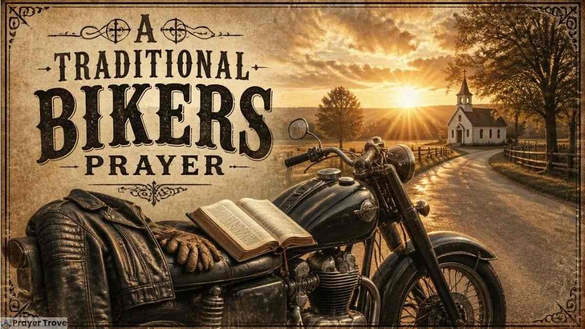 Traditional bikers prayer with motorcycle