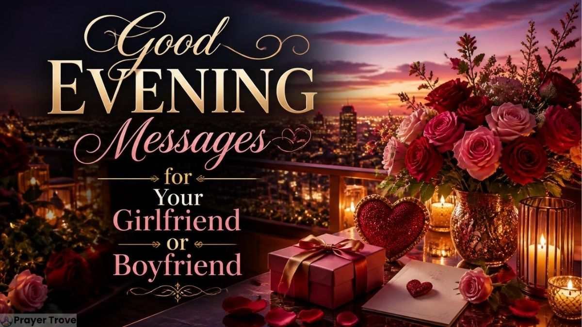 Good evening messages for girlfriend or boyfriend with roses and city view