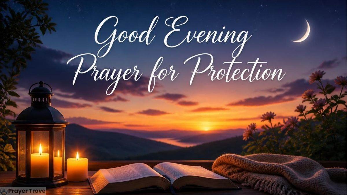 Good evening prayer for protection with Bible and candle