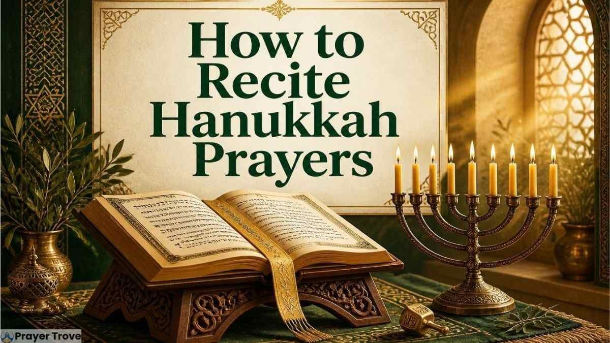 Hanukkah prayers with menorah and Torah