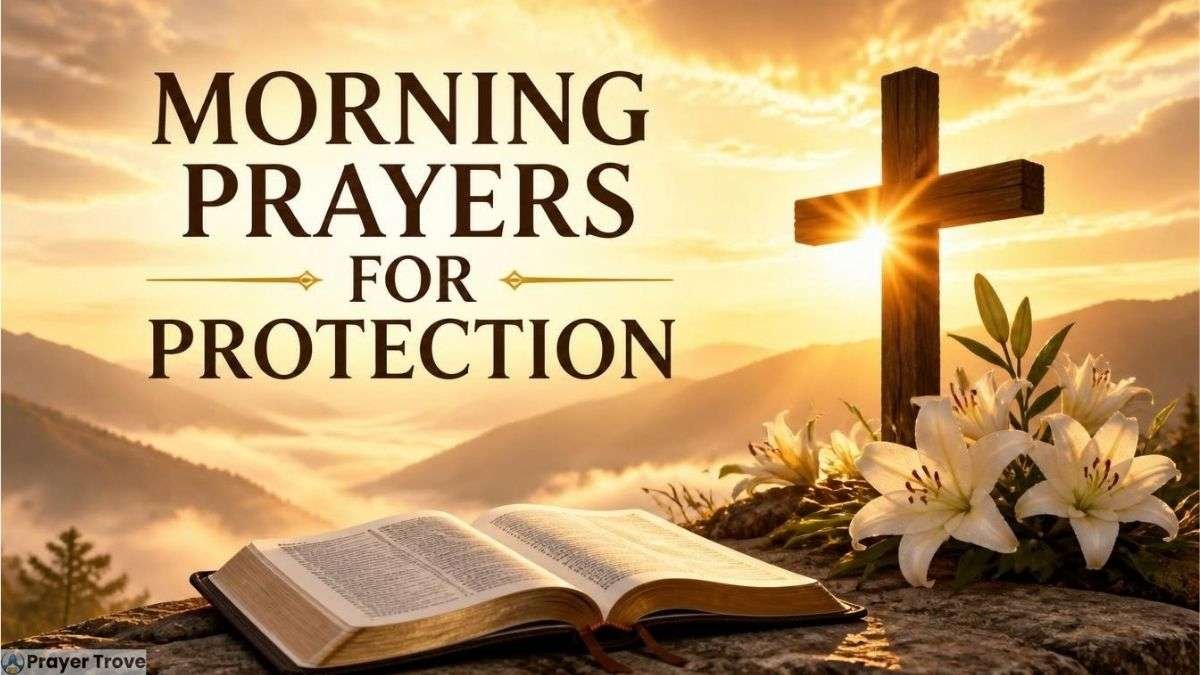 Morning prayers for protection with Bible and cross