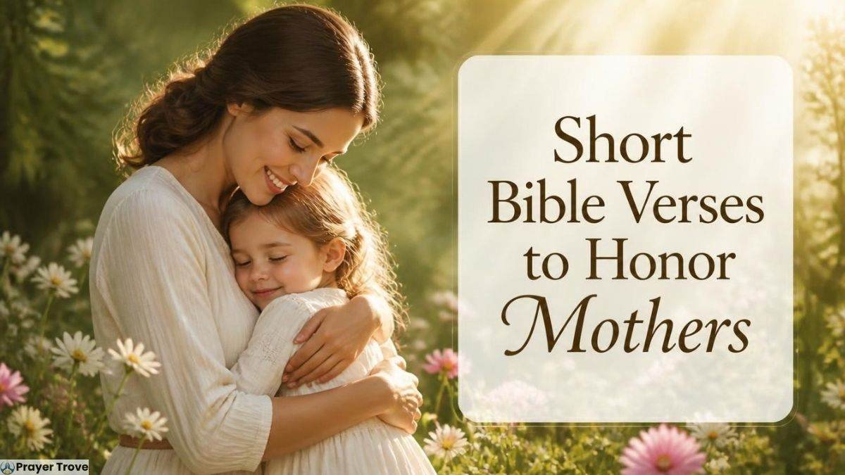 Mother embracing daughter with Bible verses to honor mothers