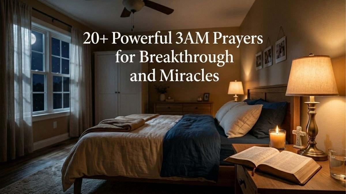 Bedroom with Bible lamp and night prayer