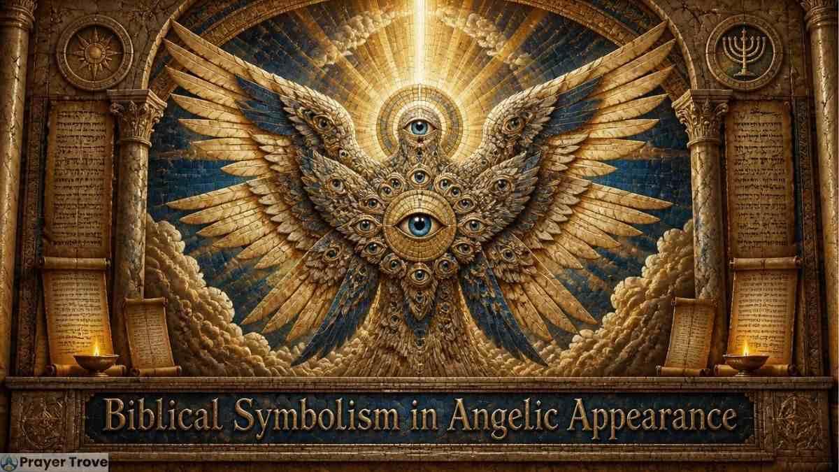 Biblical angel with many eyes and wings