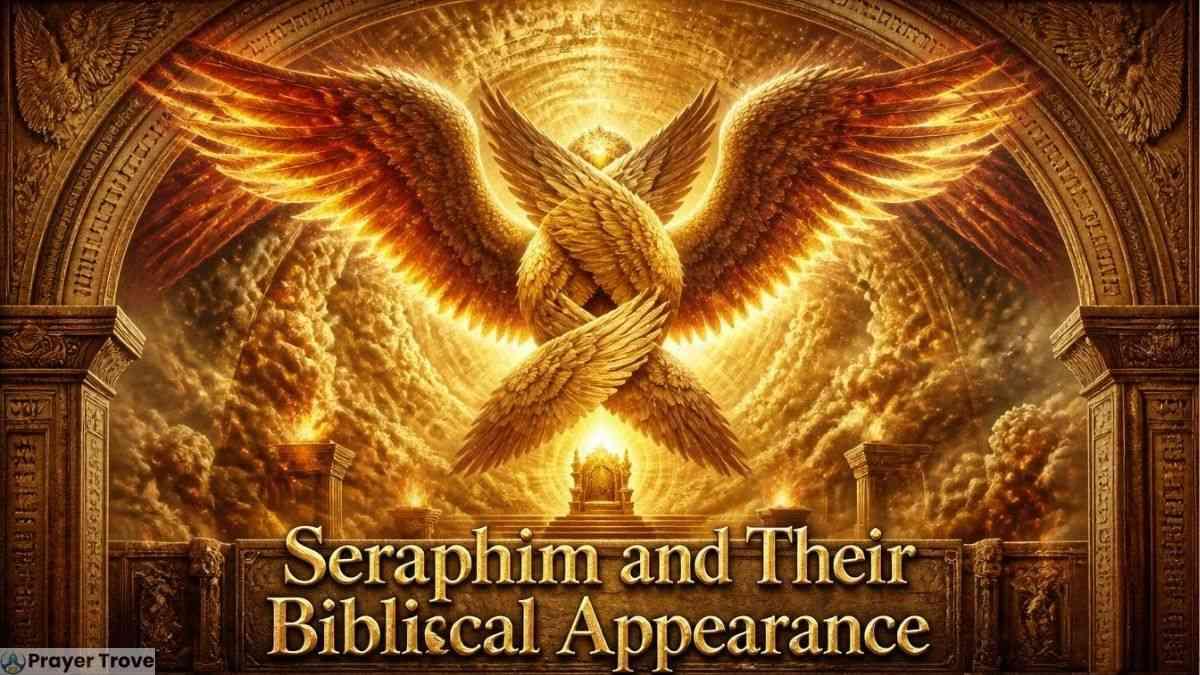 Golden Seraphim with six glowing wings
