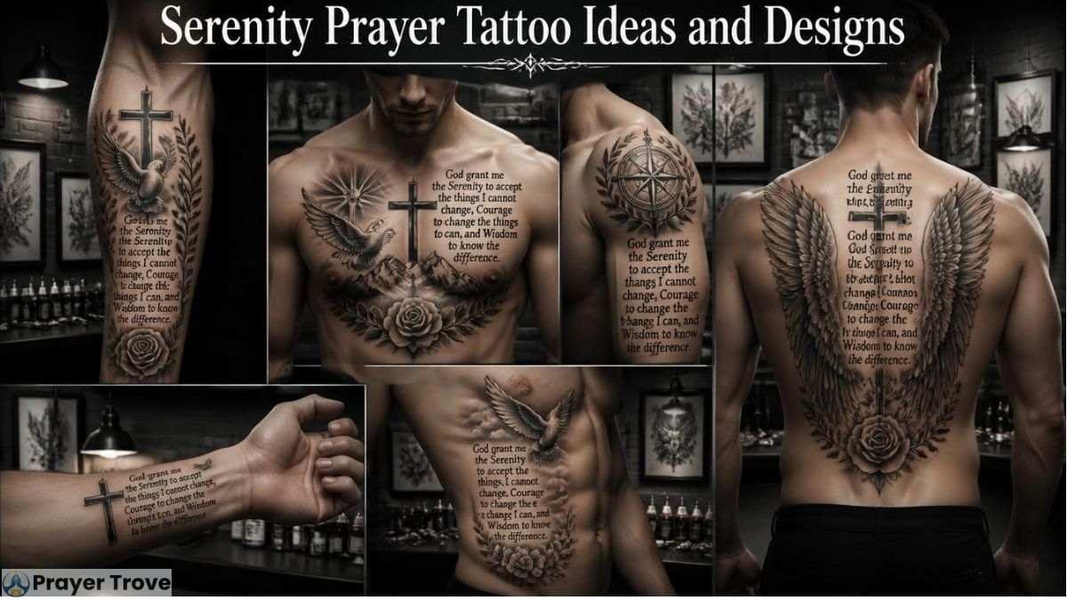 Serenity Prayer tattoo design ideas collage