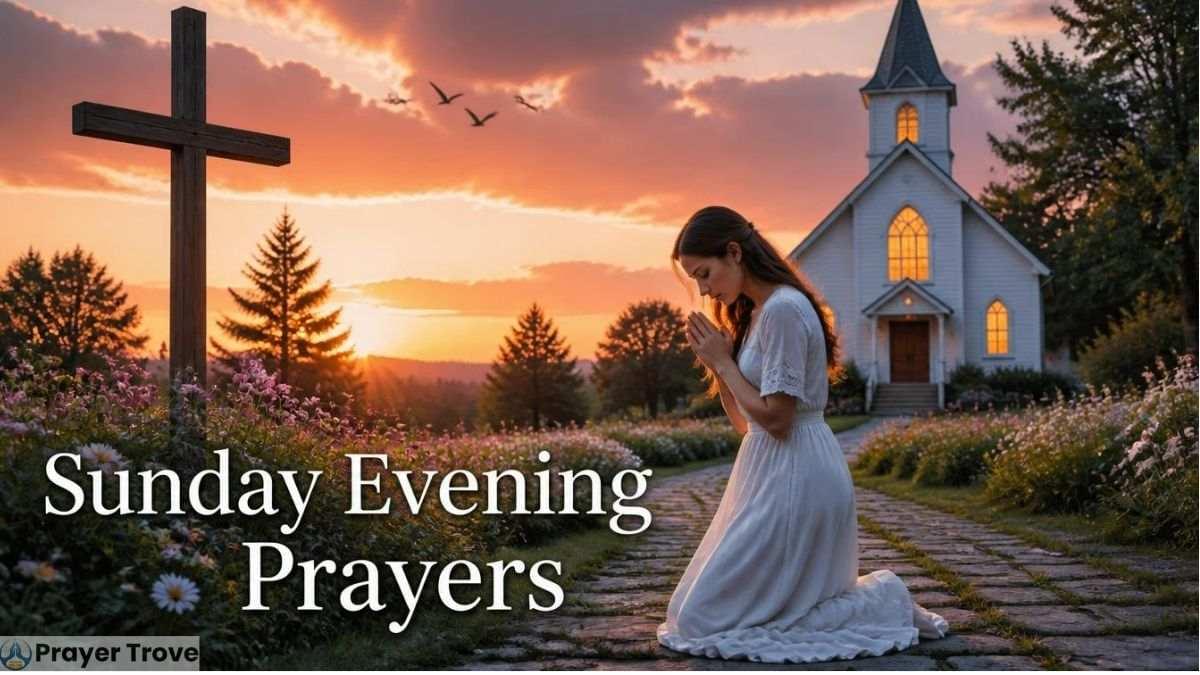 Sunday evening prayer by church at sunset