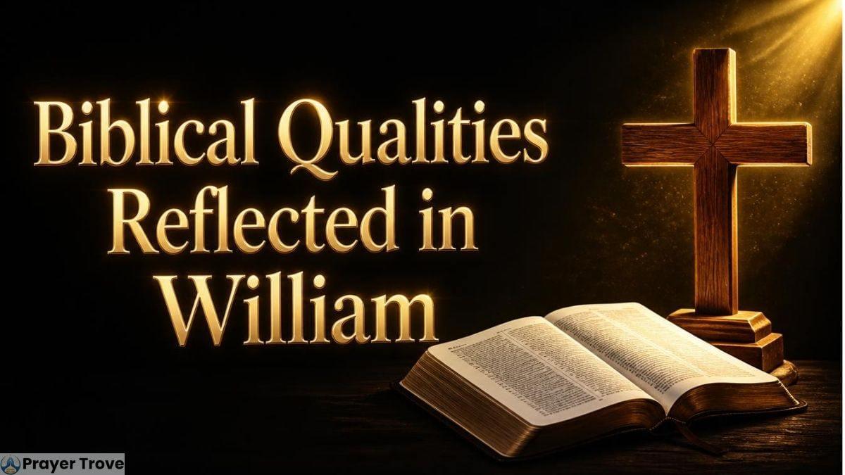 Biblical qualities reflected in William with Bible and cross