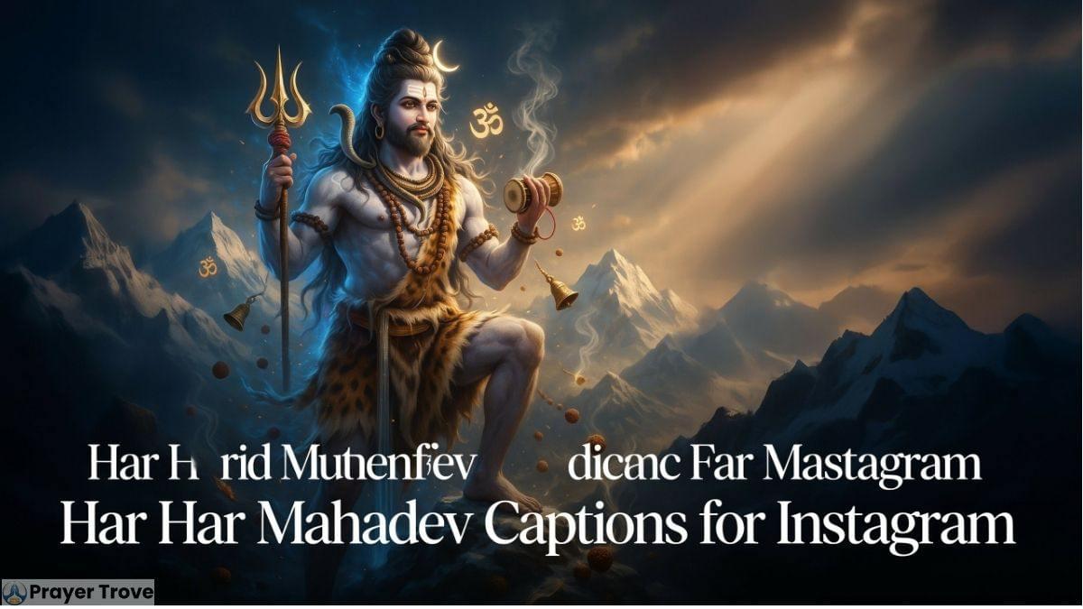 Har Har Mahadev illustration with trident in Himalayas