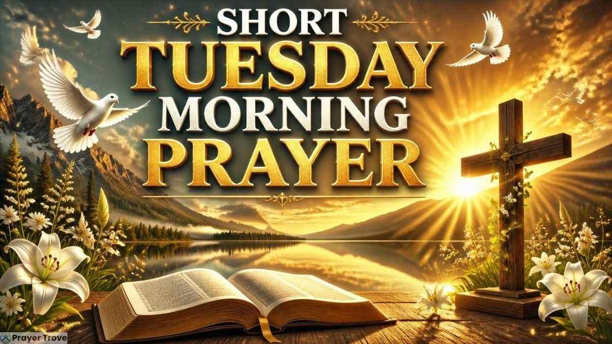 Short Tuesday morning prayer with cross and Bible